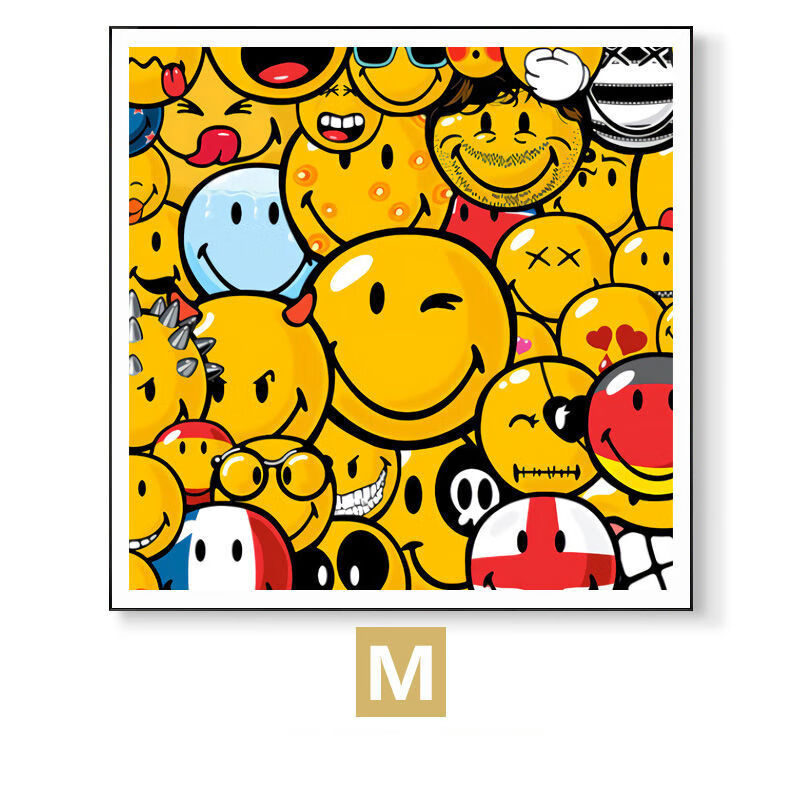 韩国smile黄色笑脸装饰画ins风系餐厅挂画网红奶茶店民宿壁画10款