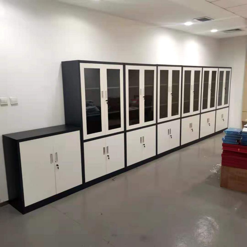 资料档案带锁移门中二斗双节文件柜铁皮凭证矮柜办公室储物柜纯白大器