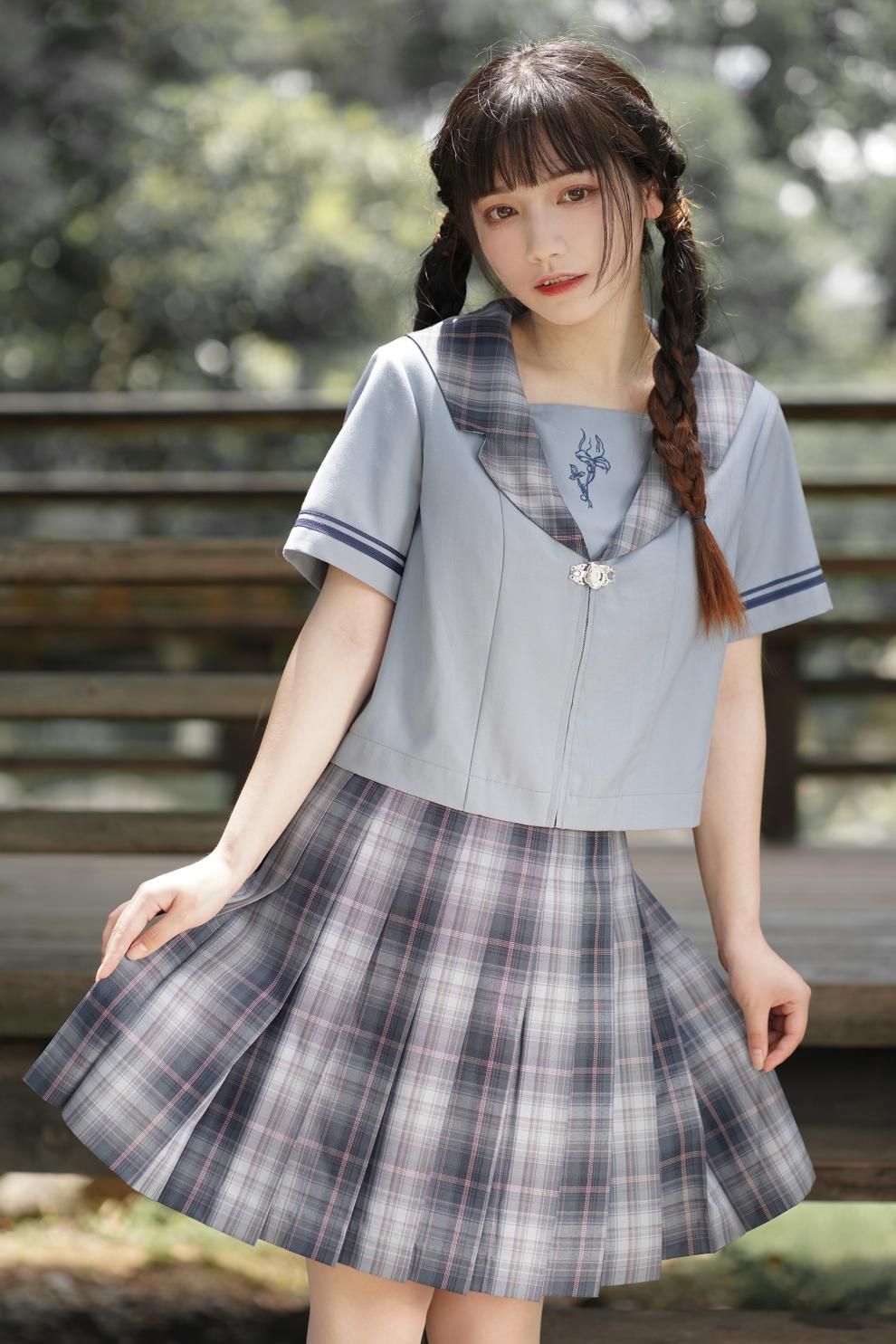 御茶家x御见国风中华风晚舟jk制服格裙短原创早春现货42cm裙长xl