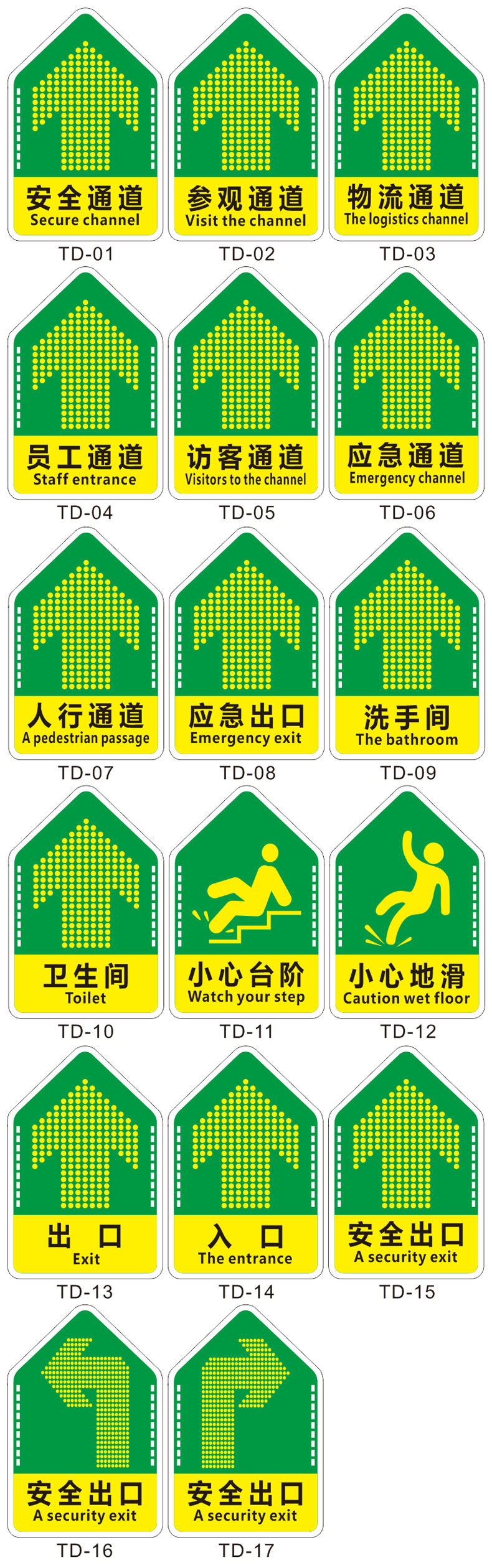 安全出口耐磨地贴地面引导箭头地标贴纸参观物流员工通道工厂车间地面