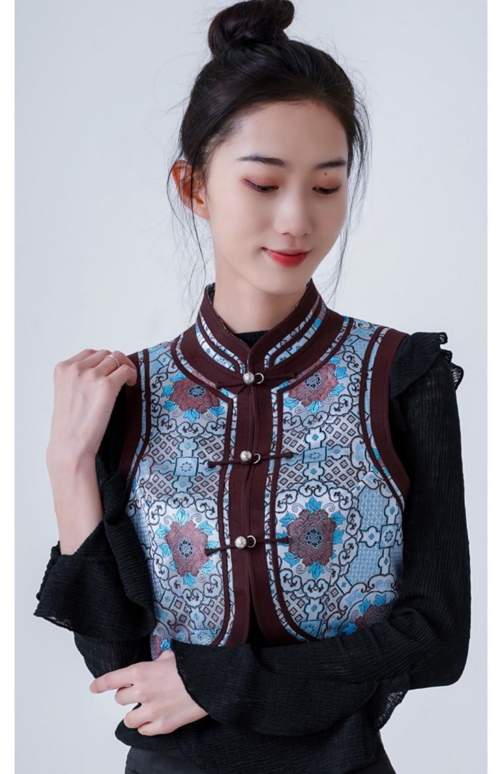 蒙古服装女马甲季绣花无袖蒙古族特色通勤民族服饰对花款少数民族 九