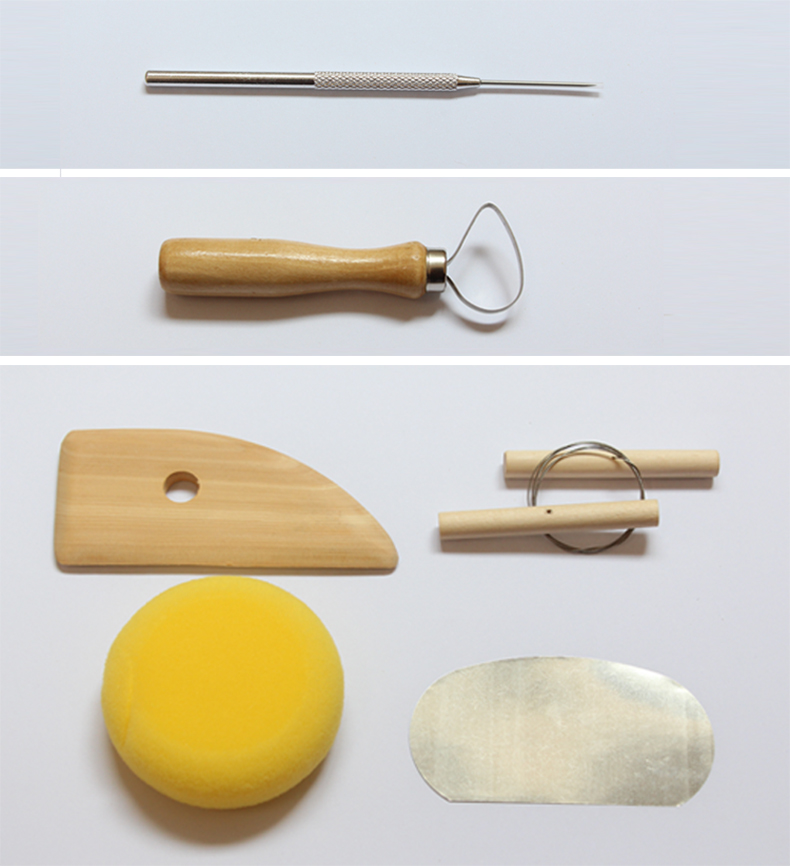 木质陶艺工具8件套陶泥泥塑软陶泥工具套装油泥修坯刀刮刀铝棒针陶艺8