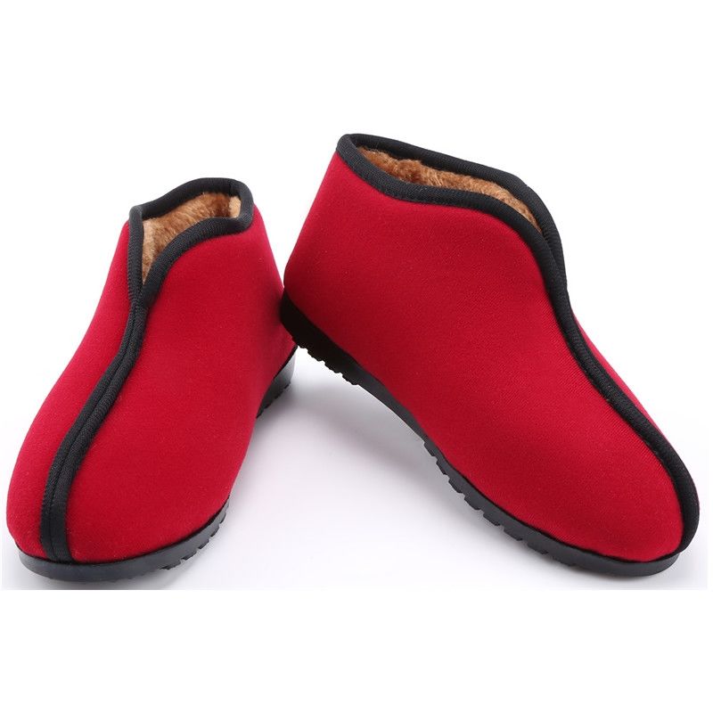 蚌壳棉鞋老北京布鞋宁波手工老式女冬居家外穿两片绒面布暖鞋防滑黑底