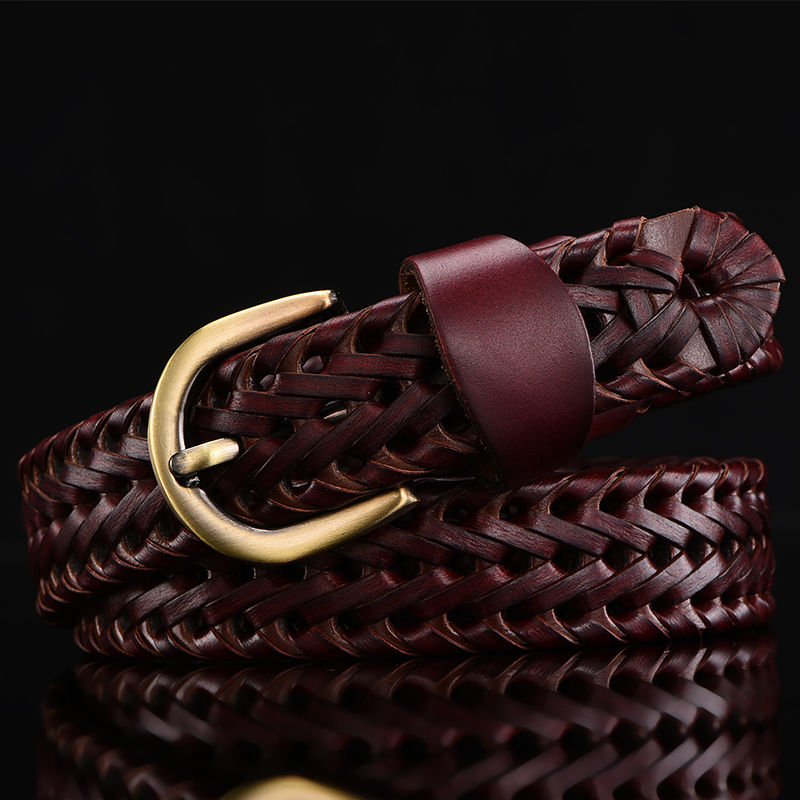 斐珺服饰配件新品编织外腰带皮带男编织皮带手工腰带韩版百搭简约潮人