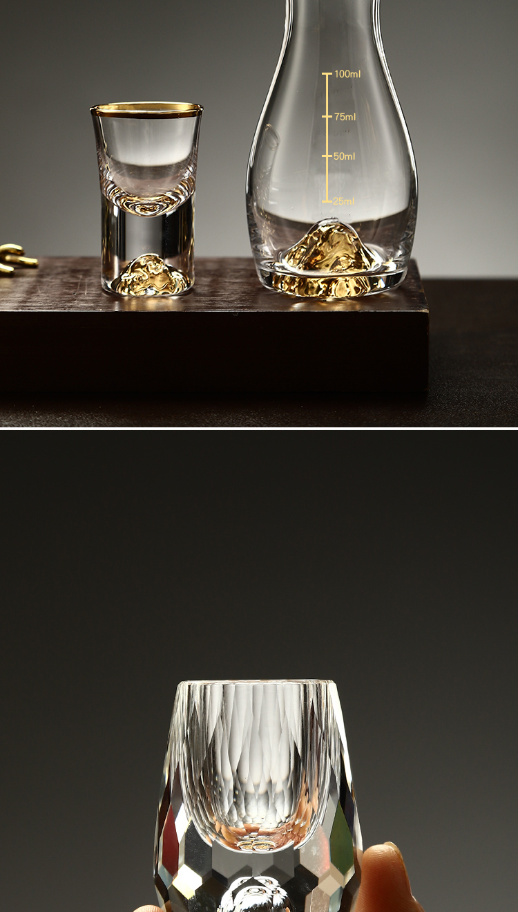 24k金箔白酒杯24k金箔白酒杯分酒器家用套装高端酒盅一口杯金山小号酒
