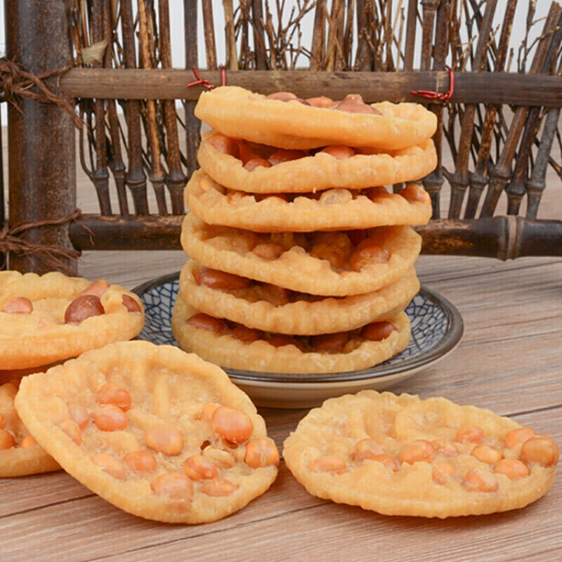 油炸锅巴巴粑豆江西特产零食小吃月亮巴子赣州花生饼500g 豆巴子1斤