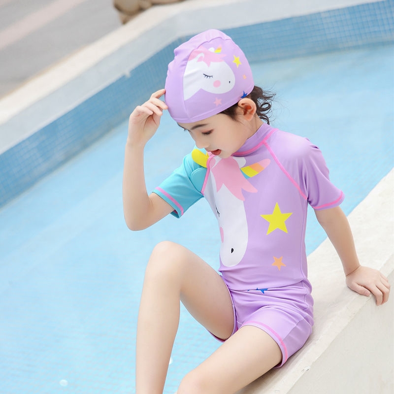 儿童泳衣女三岁女童泳衣4泳帽5泳镜三件套韩国连体6儿童泳衣女孩洋气9