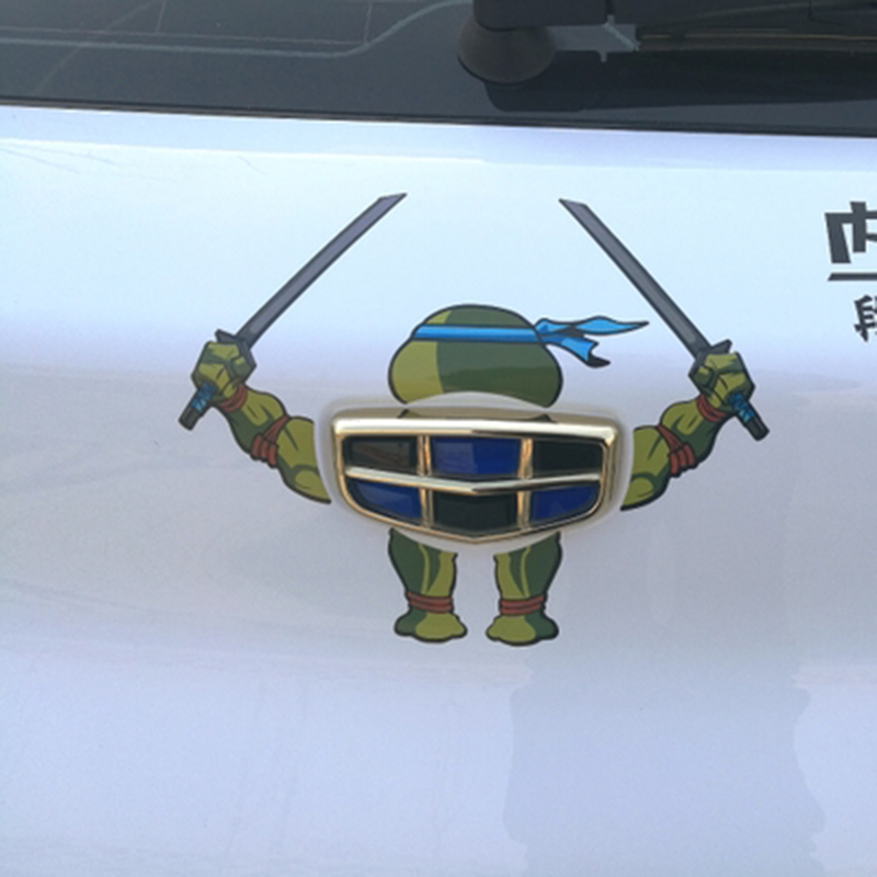 智铭驰专用于吉利缤瑞帝豪gs忍者神龟个性车标反光贴纸gse车尾标装饰