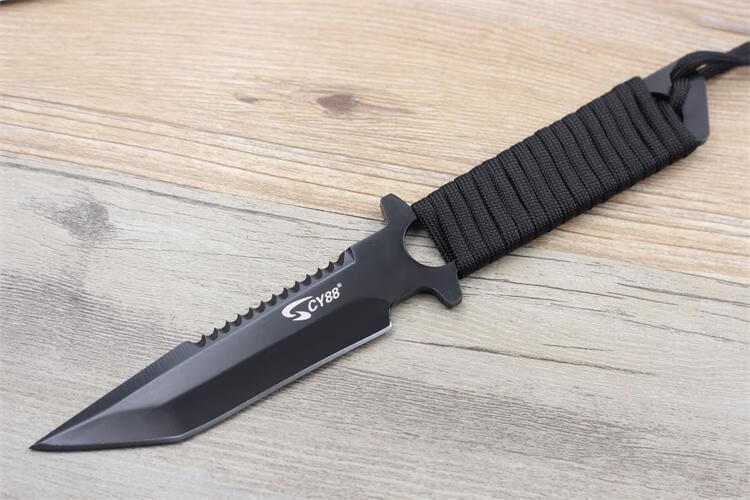 三菱1刺 防身 登山别腰520直刀军刀高硬度随身户外刀具野外女子防身刀