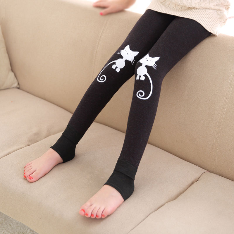 裤女童打底裤加绒加厚中童踩脚裤保暖裤小女孩棉裤高腰儿童冬装洋气