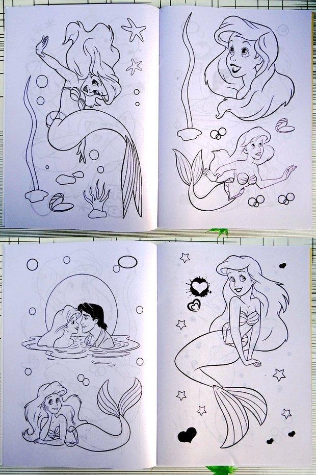 卡通填色本儿童公主涂鸦本女童生日礼物涂色涂鸦描红画画本 美人鱼