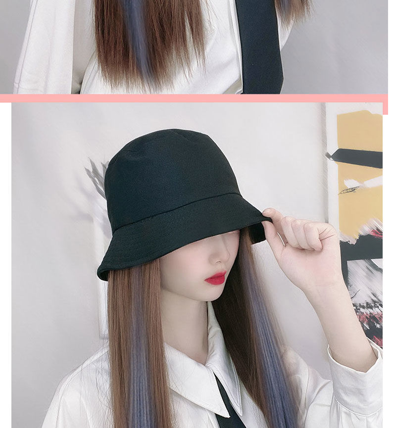 ukbs新品假发帽女假发帽子一体夏天晒遮阳韩版渔夫帽百搭时尚女网红黑