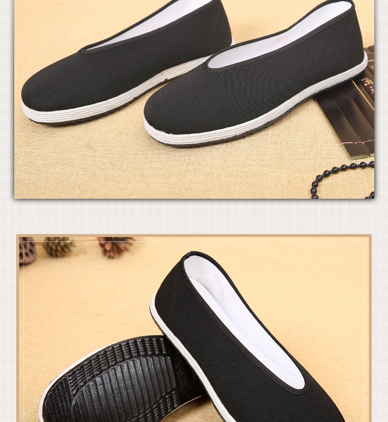 春夏季五层圆口千层底升级款轻便透气休闲剪刀口黑布鞋品质定制款