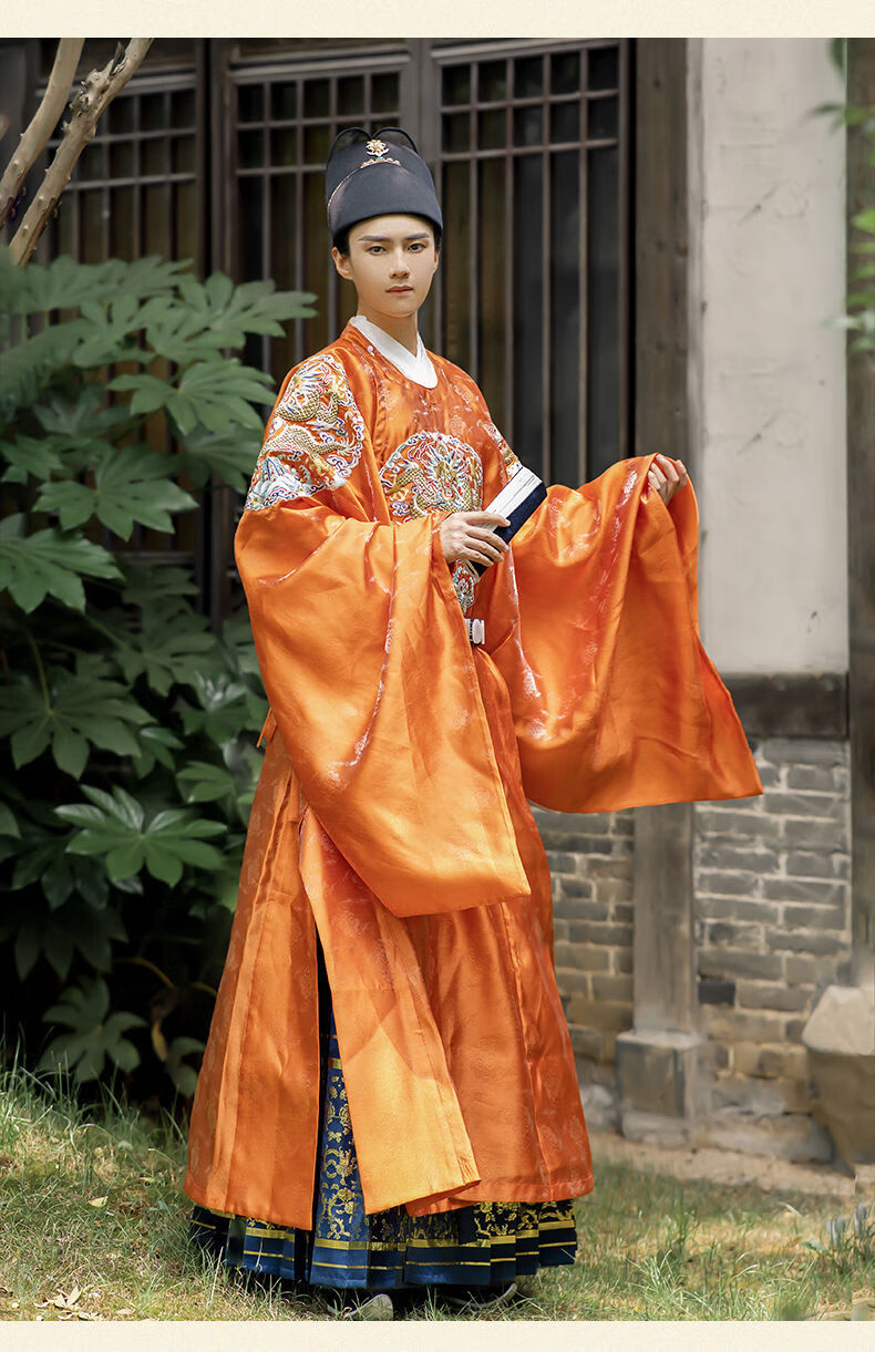 明制婚服【新品】原创汉服男明制龙纹刺绣花圆领袍大袖大襟圆领袍夏季