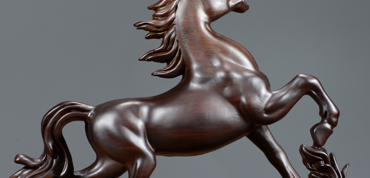 奥丹伊 木雕马摆件木质雕刻马到成功十二生肖马家居办公室木质工艺品