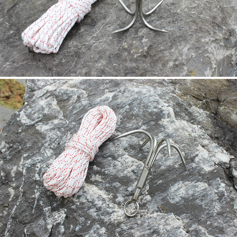 资秒迪打捞钩不锈钢锚勾四爪钩四叉钩清理钩野钓鱼水草锚勾水草刀飞虎