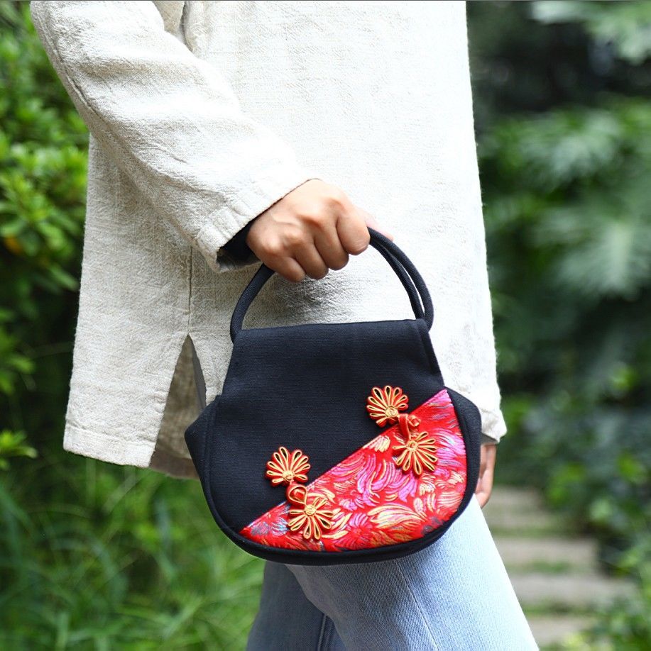 手提小布包手拎包妈妈买菜包女手提小拎包帆布包民族风包包迷你手拿