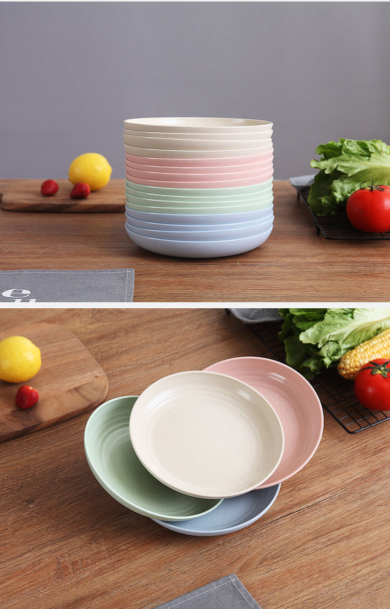 日式吐骨头小碟子盘子家用小麦秸秆餐桌塑料垃圾渣盘圆形糕点碟子樱桃