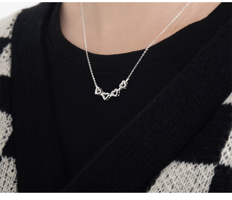 killwinner环"怦然心动幸运四叶草镶钻爱心折叠锁骨链项链圣诞节礼物