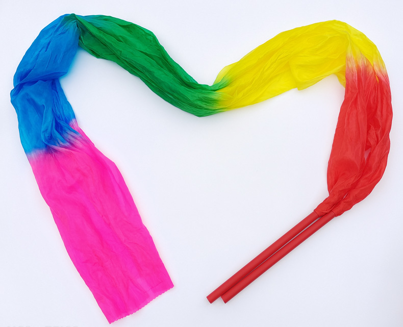 带棒彩绸舞蹈彩带广场舞长绸成人儿童跳舞大红飘带运动会道具甩绸 黄