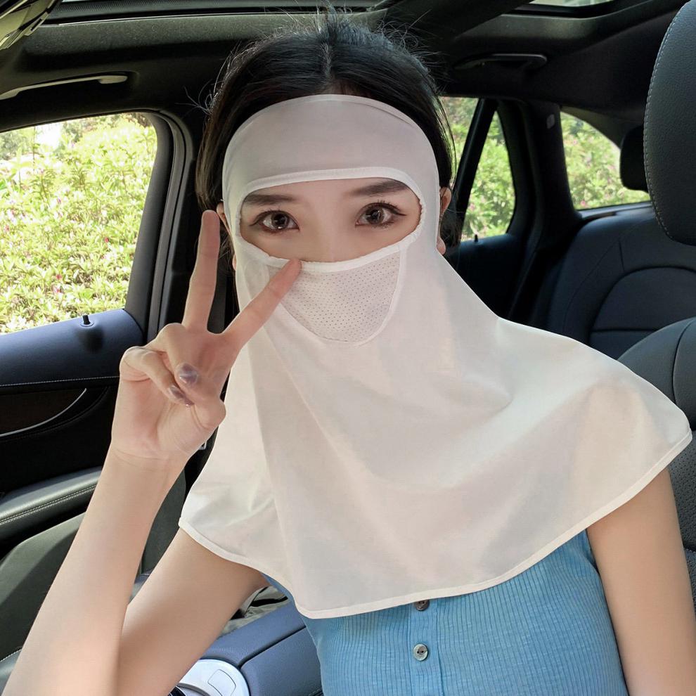 ukmr新品防晒口罩护颈晒面罩口罩女紫外线全脸护眼角薄款气质夏季冰丝