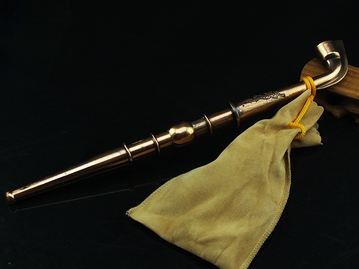 怀旧传统老式长烟斗烟袋锅旱烟袋青铜黄铜色烟锅烟嘴旱烟杆送朋友礼物