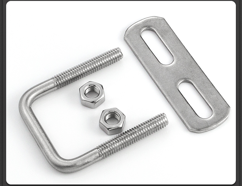 304不锈钢方型卡直角u型卡u型螺栓螺丝方卡管卡扣方管夹固定支架m86