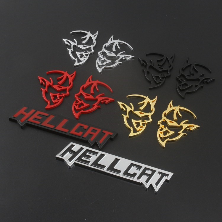 适用于道奇挑战者改装地狱猫标志车贴恶魔侧标车标贴 hellcat 黑色一