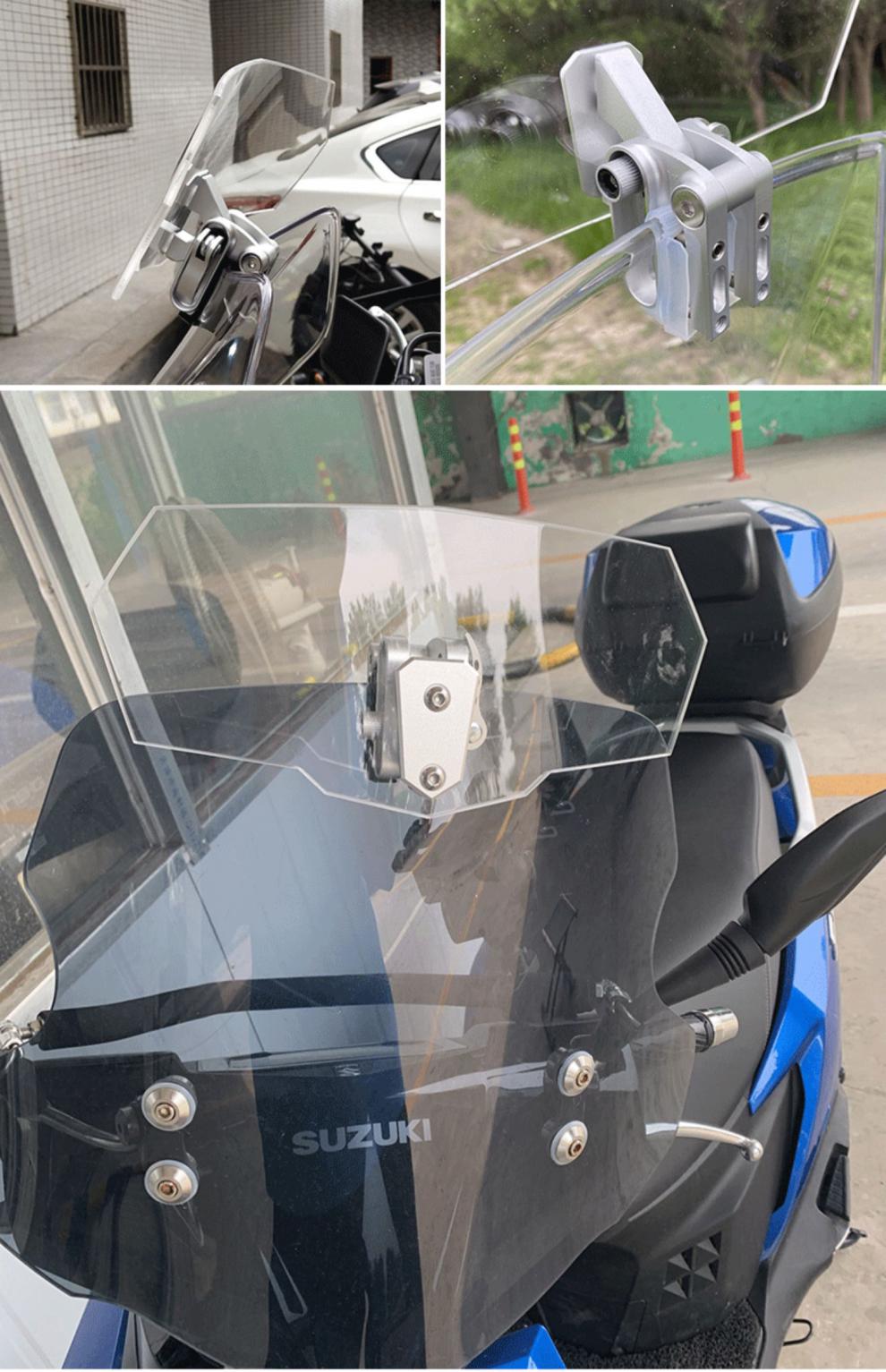 摩托车改装加高小风挡玻通用带调节升降dl250凯越500x金鹏502改装加厚