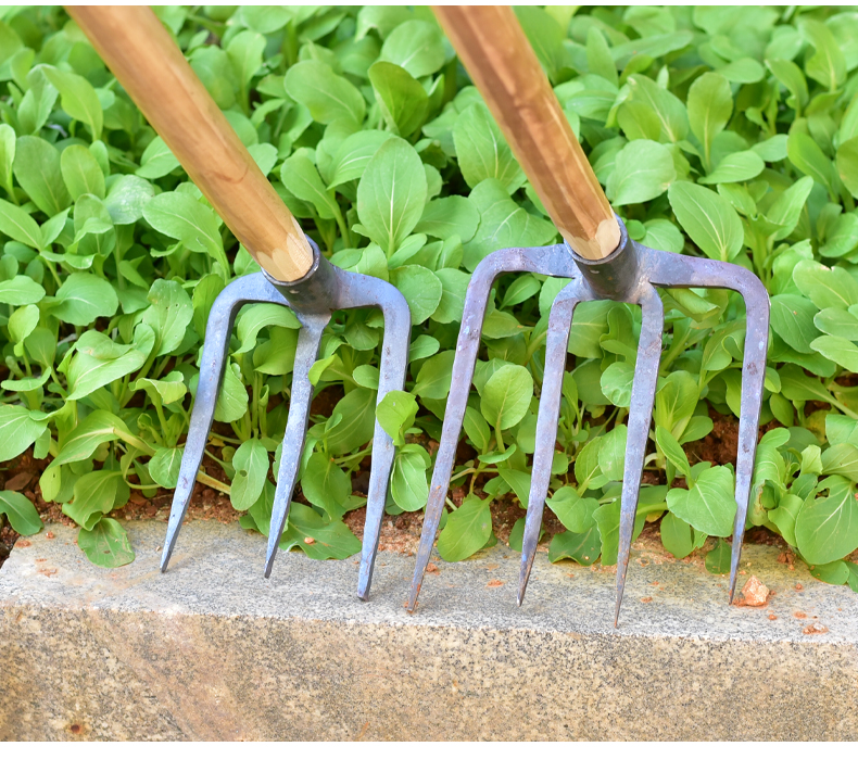 农用刨地挖土种地三齿钉耙铁耙平地耙子农具工具大全锄头四齿耙头 卫