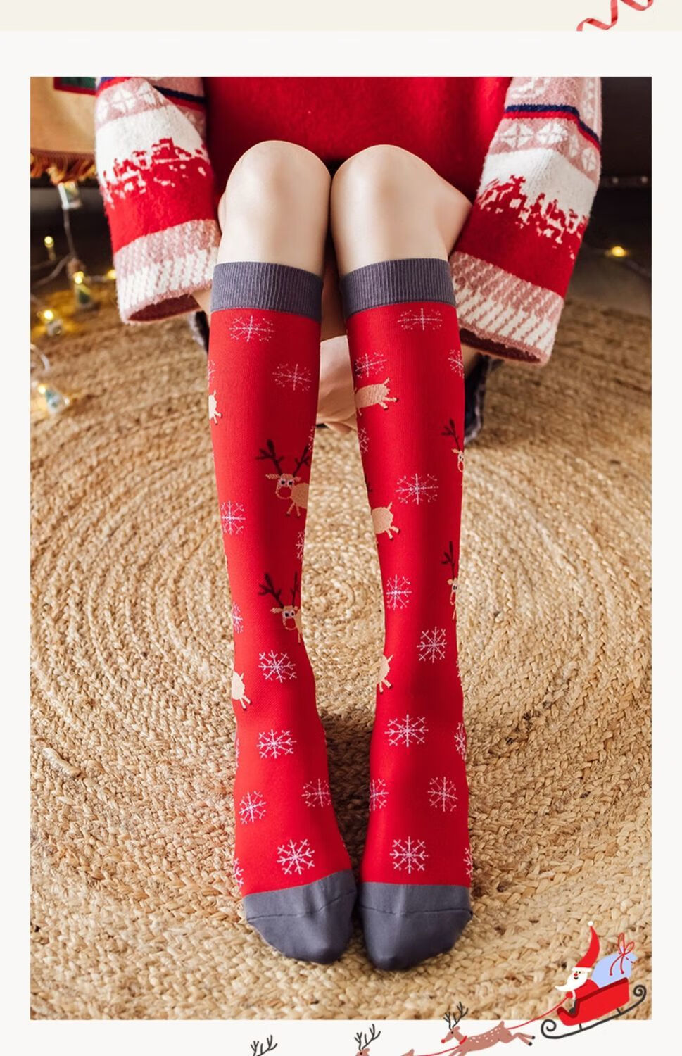女士袜子本命年红色虎年圣诞卡通长筒袜红袜子女生韩版小腿袜冬季中高