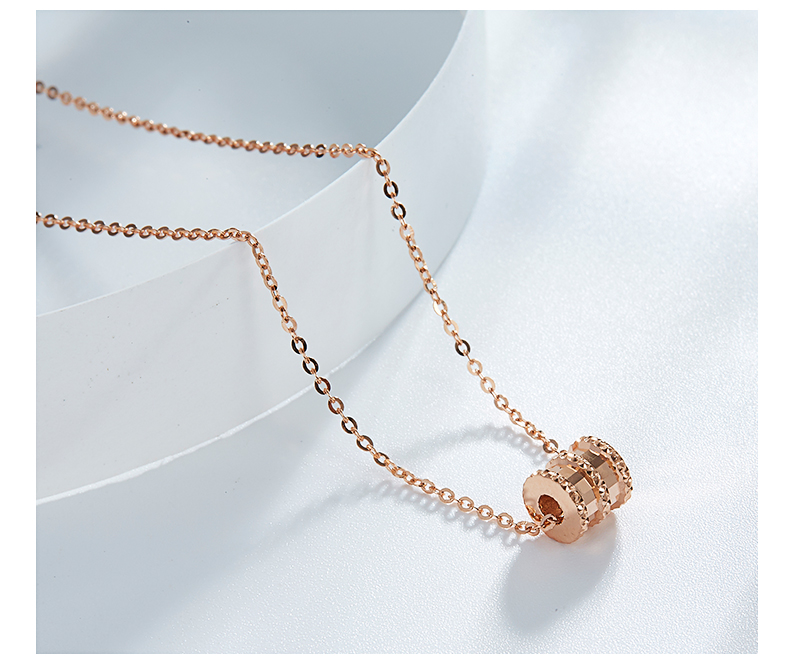 芠拉18k金项链女锁骨链au750小蛮腰彩金吊坠18k玫瑰金单坠小蛮腰吊坠