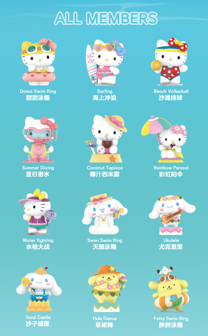 三丽鸥家族南海小岛系列盲盒潮玩摆件女生礼物草裙舞确认款拆盒未拆袋