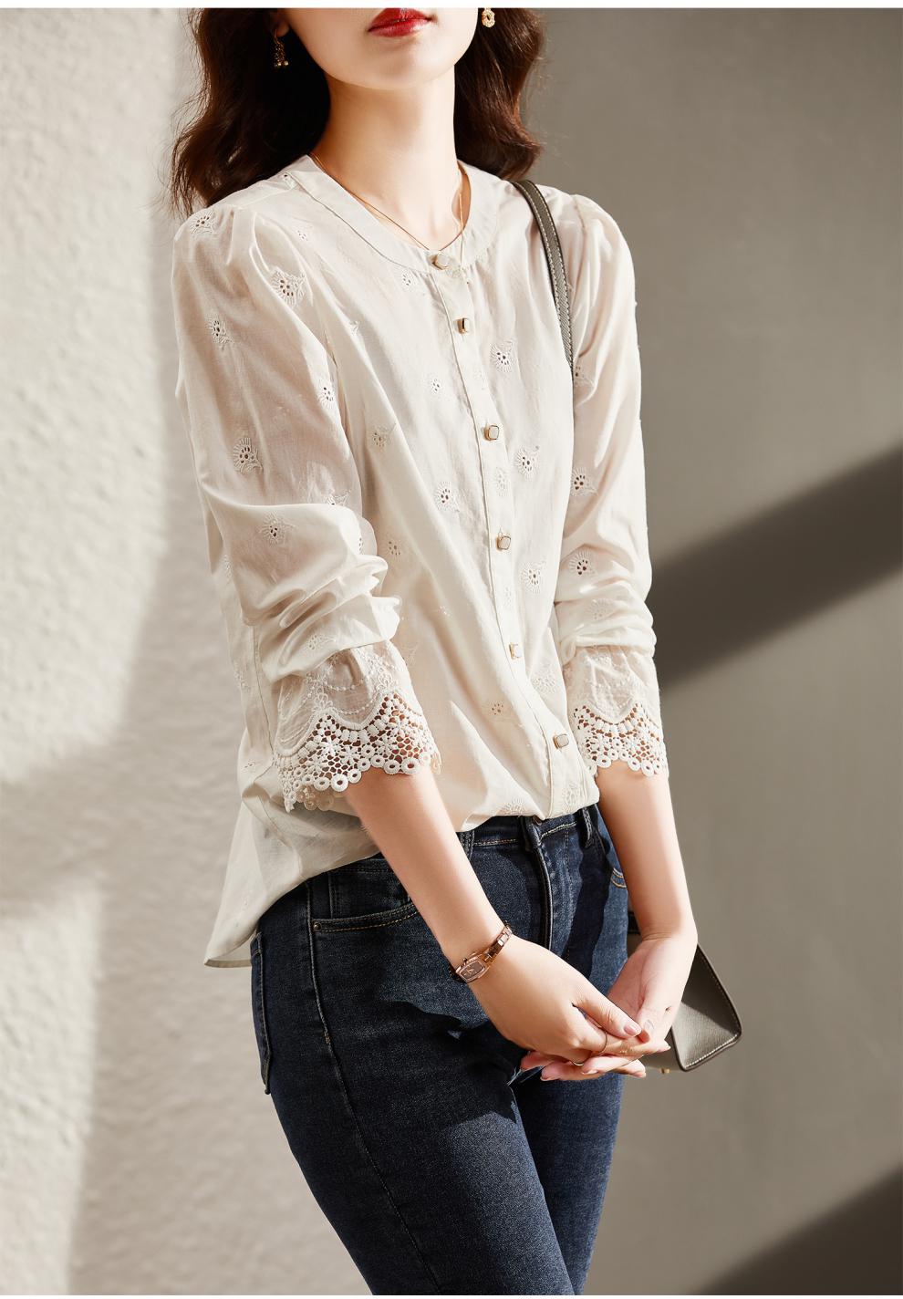 梵希蔓高端衬衫女设计感小众2021早秋新款法式复古长袖衬衣灯笼袖 f91