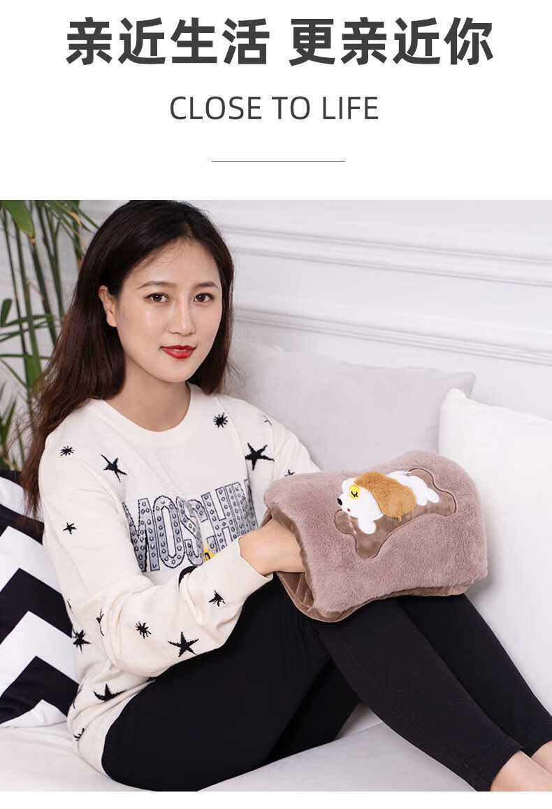 蓝羽蝶标防爆暖手宝暖宝宝充电暖肚暖水袋电热宝家用烟紫色可拆洗防爆