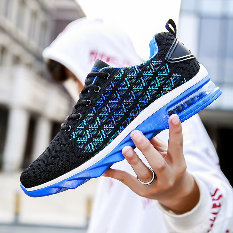 夏夏飞织运动鞋男网面透气跑步鞋轻便减震气垫男鞋四季款休闲鞋子踩屎