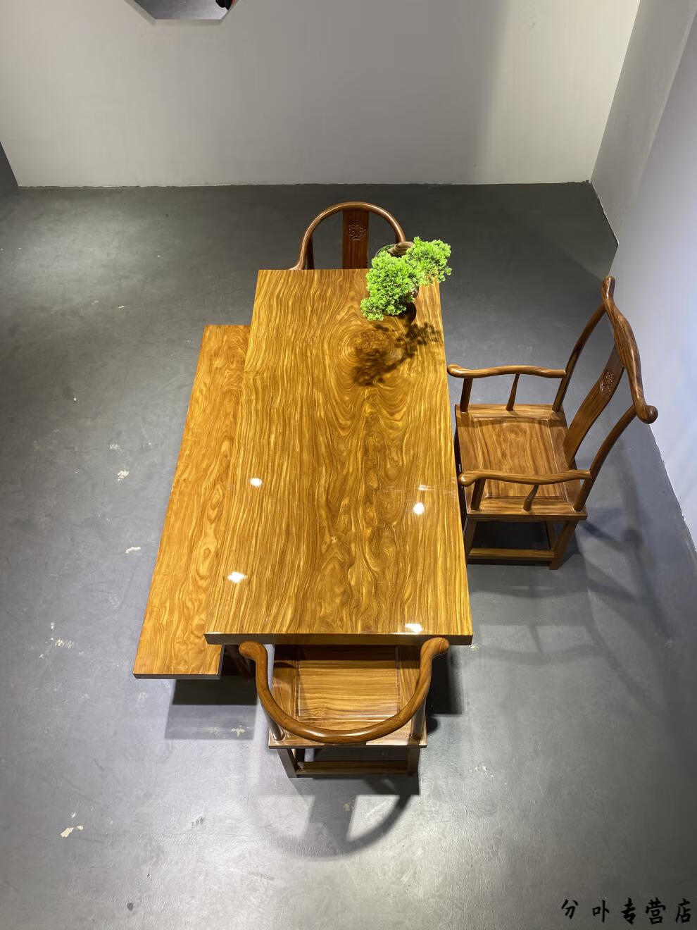 黄花梨大板非洲柚木实木大板桌原木茶台书桌整板老板会议桌茶桌椅组合
