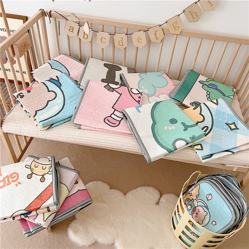 雾绡婴儿凉席儿童卡通乳胶凉席两件套幼儿园冰丝席婴儿床垫软凉席小羊