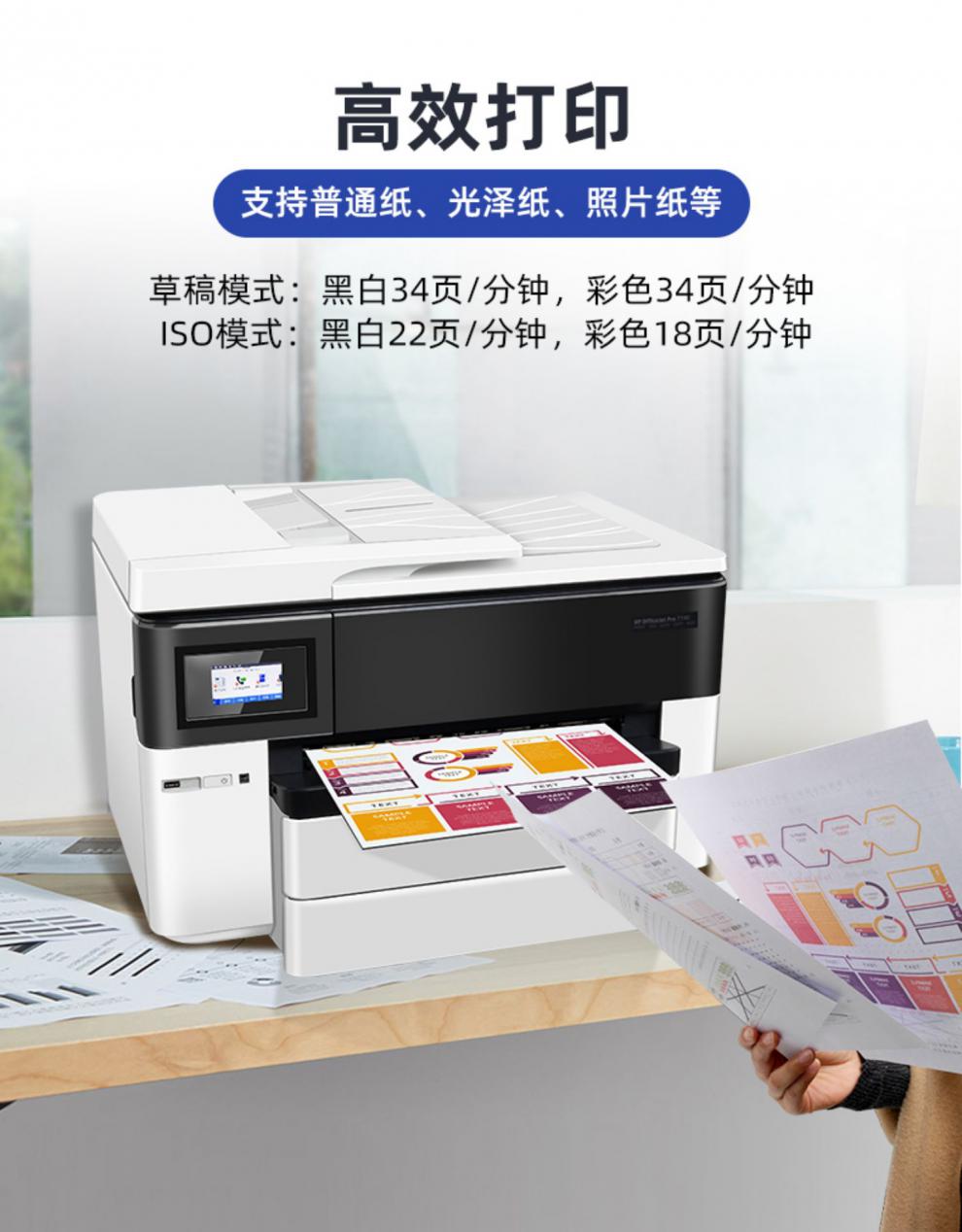 惠普hp惠普7740彩色a3打印机复印一体机喷墨a4双面扫描家用办公商务