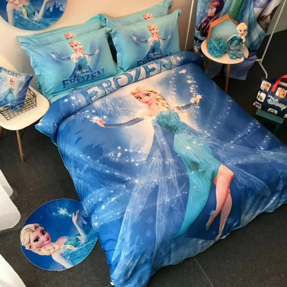 65ご迪士尼官方儿童床上用品加厚磨毛艾莎公主冰雪奇缘3四件套女孩4