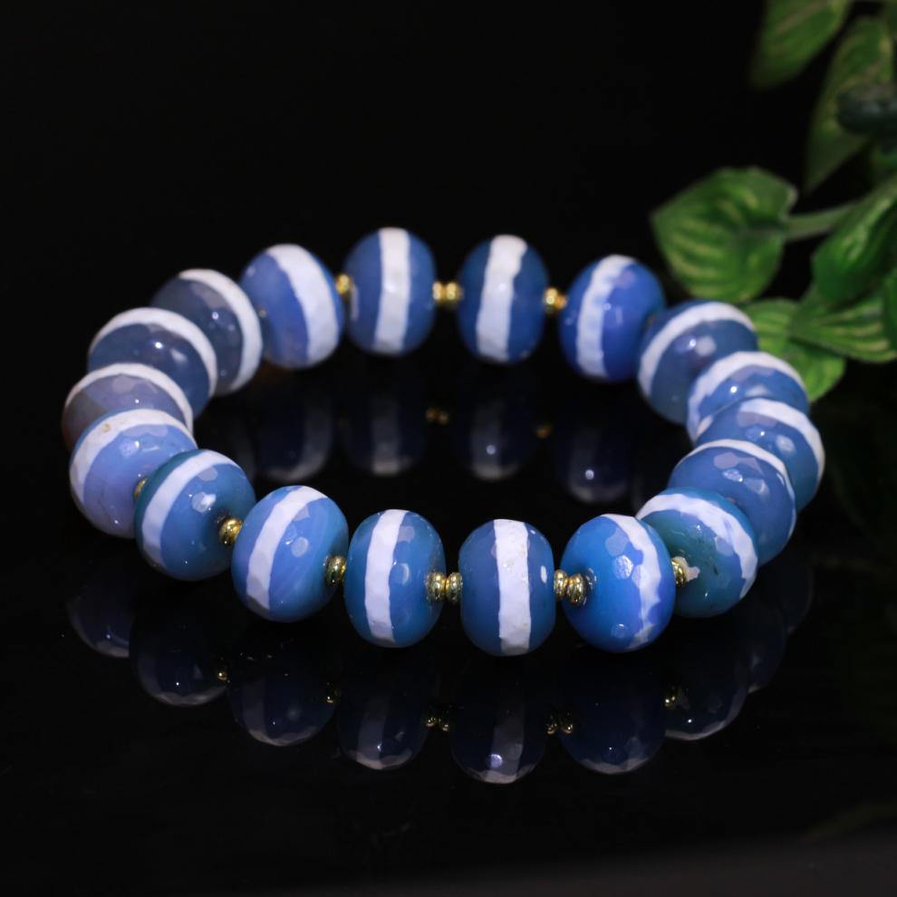 西藏玛瑙海洋蓝算盘药师珠手串1410mm