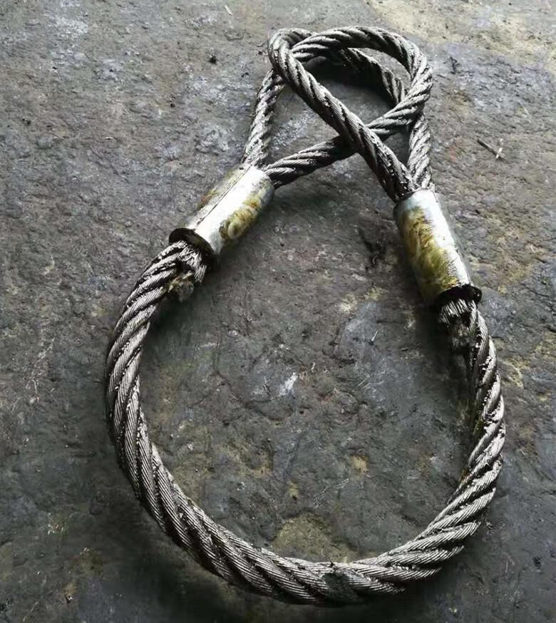 双扣压制钢丝绳吊索具铝压扣压头压套钢丝绳起重索具吊具14mm16mm油性