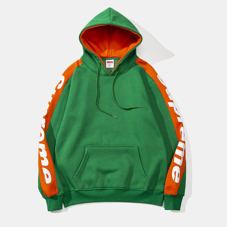 潮牌supreme联名欧美麒麟臂加绒加厚男女长袖休闲运动情侣套头卫衣衫