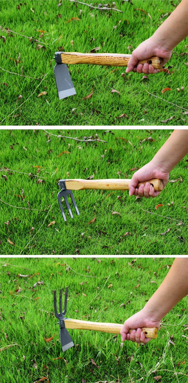 园艺工具农具种花种菜除草挖土不锈钢两用小锄头铲子木柄锄头镐头木柄