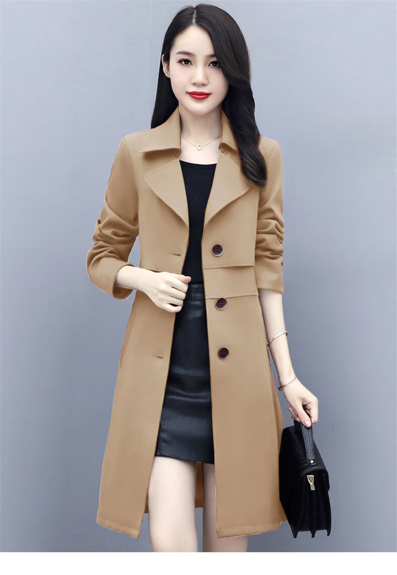 高品质秋季中长款风衣女2021新款春秋季新款风感大衣中长款女装风衣