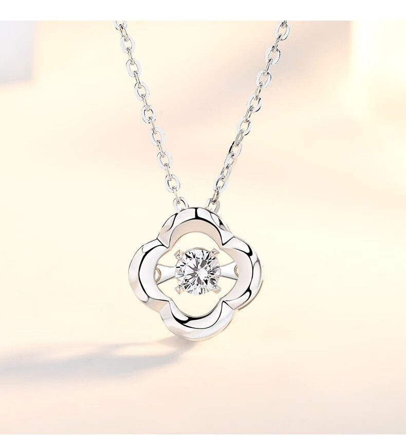 阿辽莎四叶草银项链女士吊坠时尚学生锁骨链银饰品送女友生日礼物灵动