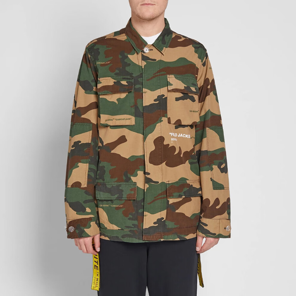 offwhite男女通用棉质迷彩夹克外套omel003e180260109901迷彩绿xxs