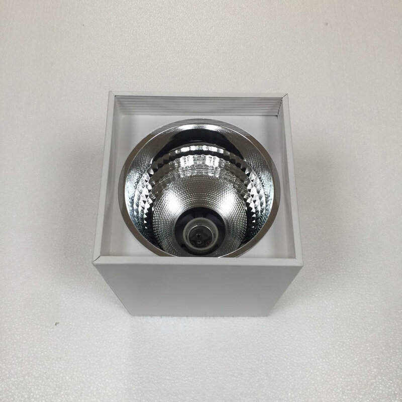 老款明装筒灯e螺旋口外壳灯罩射灯老式免开孔吸顶桶灯可换灯泡 方形