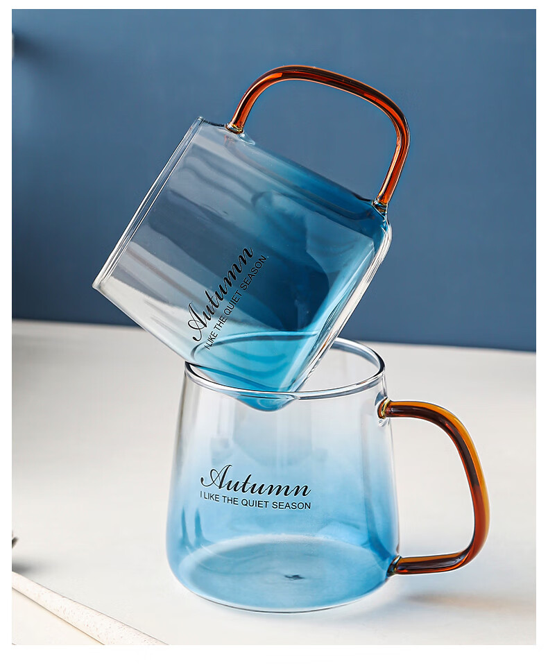 欧式创意情侣玻璃漱口杯套装家用简约网红刷牙杯酒店卫生间牙缸杯蓝色