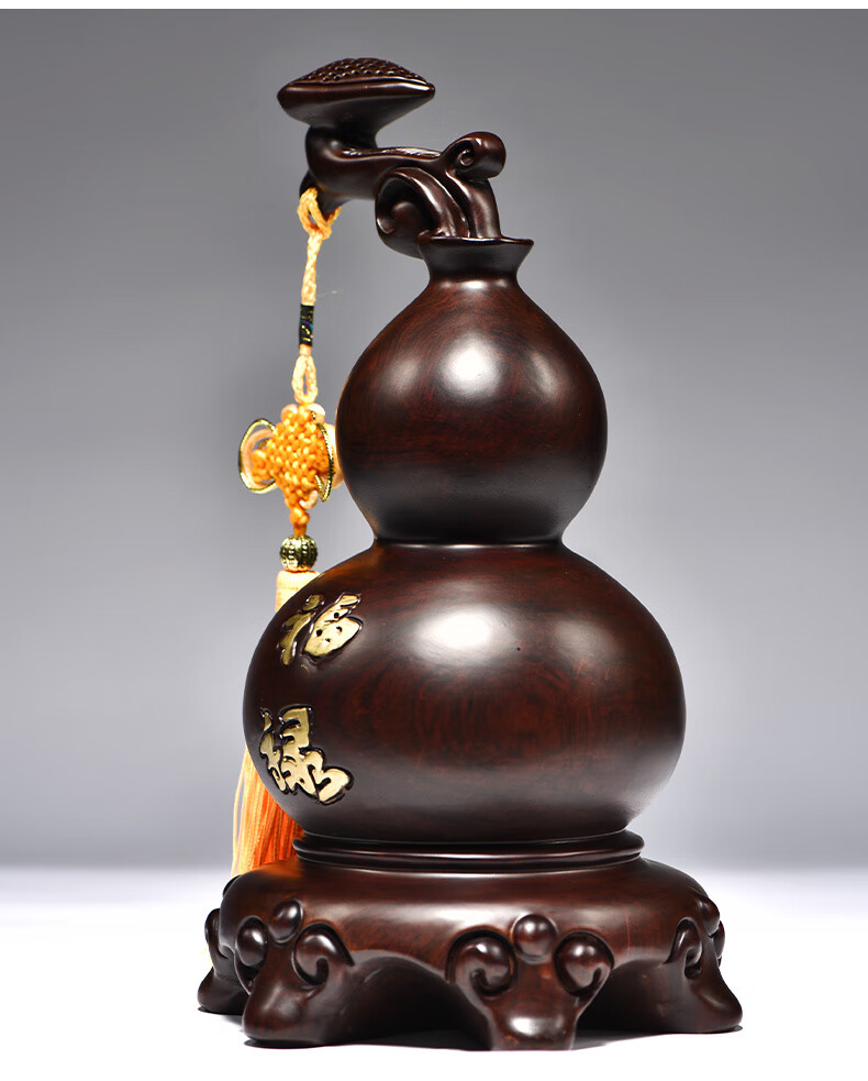 思古黑檀木雕葫芦摆件实木雕刻工艺品如意葫芦摆设家居装饰乔迁礼物
